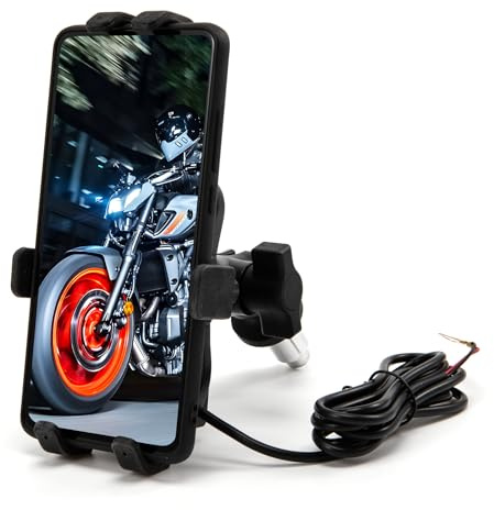 Motorrad-Handyhalterung aus Aluminiumlegierung, für Motrcycle-Gabelschaft, Loch 14 cm - 17,8 cm (5,5-7 Zoll) Smartphone-Halterung (Schwarz B)