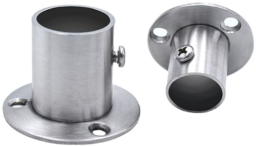 Konrunppy 2 Stück Edelstahl Rohr Flansch Sockel Halterung, Kleiderschrank Stange Halterung Flansch Basis Stange Ende Halterung (19mm)