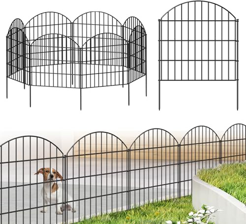 FOREHOGAR Gartenzaun aus Metall, 71,1 cm (H) x 5,7 m (L), 8 Paneele + 9 Heringe, Hundezaun, Grenzzaun, Tierbarriere, kein Graben, Gartenzaun für Hof, Blumenbeet, Rasen, Terrasse, Outdoor, CTW2829,