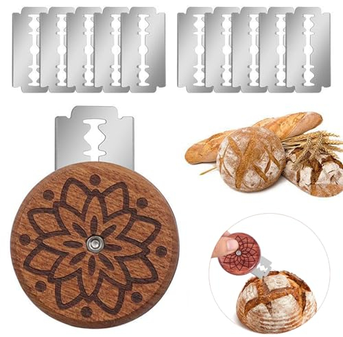 WnlahuWA Bäckermesser, Teigmesser, Brotklinge Brot, Rundes Brotmesser, Brot Cutter Messer, mit 10 Klingen, Einschneidemesser Brot, Brotbackwerkzeuge, füR DIY-Brotteigmuster