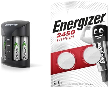 Energizer Battery Charger, Recharge Pro, for AAA and AA Batteries & CR2450 Batteries, Lithium Coin, 2 Pack