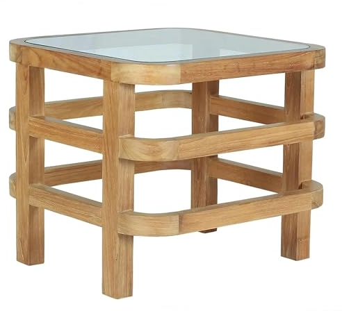 Teako Design Beistelltisch Pusiano Teak Massivholz Wetterfest, Gartenmöbel Teakholz, Outdoor Tisch, Loungemöbel, Wetterfester Teaktisch, Gartenbeistelltisch