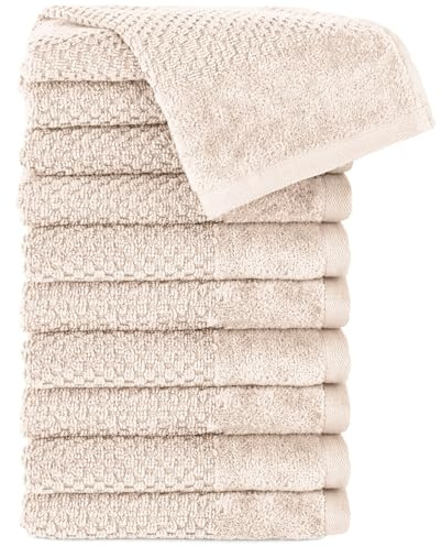 Pure Label Gästehandtuch 10er-Pack 30x50cm aus 100% Baumwolle - Creme | 100% Baumwolle, weich & saugstark - Waschbar bis 60∘C, trocknergeeignet