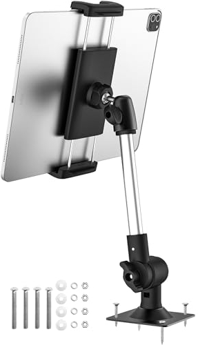 Dosvsi Drill Base Tablet Holder Car Dashboard, Heavy Duty Truck Dash Tablet Holder with Adjustable Metal Arm, Commercial Vehicle Fleet Stand for iPad Pro Air Mini, Tabs, iPhone, All 4-13 Tablets