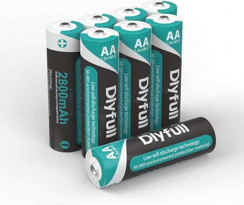 Dlyfull AA Akku 2800mAh aa wiederaufladbar 8 Stück AA-Batterien, 1,2V NiMH geringe Selbstentladung, vorgeladen aa akkus wiederaufladbar