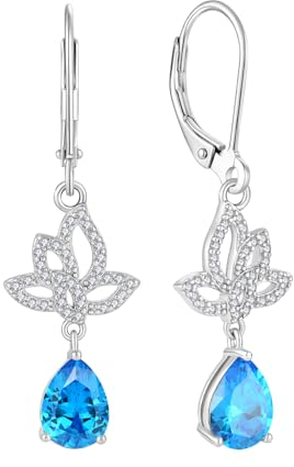JO WISDOM Damen Hängende Ohrringe Schmetterling Silber 925 mit 3A Zirkonia Kristall Februar Geburtsstein Amethyst Farbe,Schmuck für Frauen