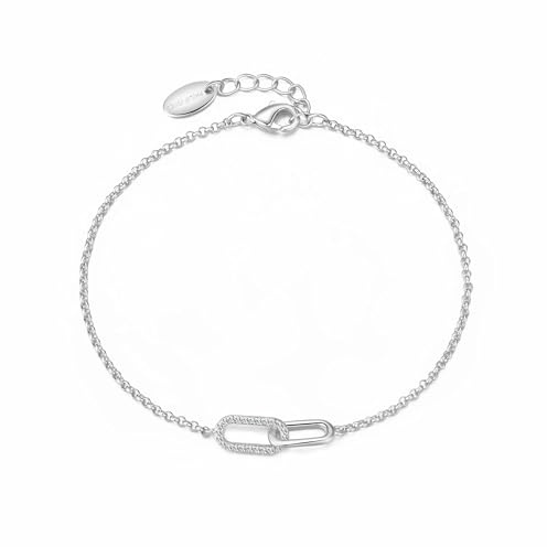 Philip Jones Silver Plated Paperclip Link Bracelet Created with Zircondia® Crystals