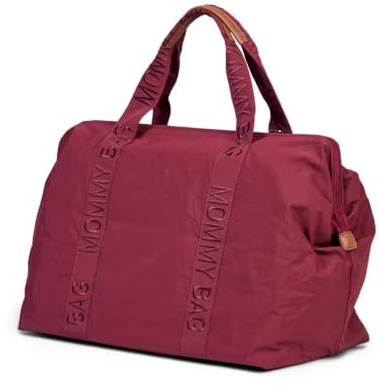 CHILDHOME, Mommy Bag, förvaringsväska, moderskap, resväska, stor kapacitet - hängmatta, justerbar axelrem, fack, isolerad ficka, resväska, urban kollektion Bordeaux
