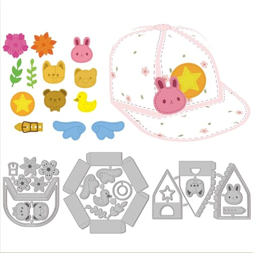 GLOBLELAND 3D Stanzformen Für Kappenboxen Kaninchen Katze Hund Bär Stanzungen Blumenvorlage Schablone Für Kartengestaltung Dekoration DIY Scrapbooking Album Basteldekor