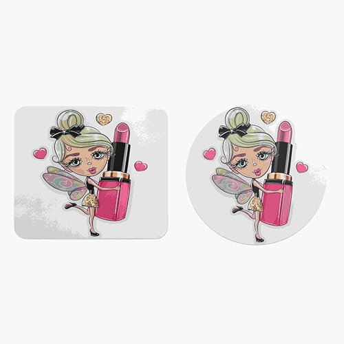 EHOMERY Mauspad Klein Dünn Mousepad Mit Foto Fee-Cartoon Mauspad XXL Anime Girl Mousepad Orientteppich Für Die Schreibtischdekoration - 2 Pack [20x24 cm and Dia 20 cm]