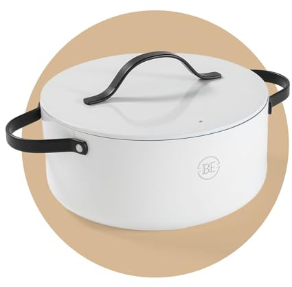 Be Living Essential Kochtopf mit Deckel Ø 28 cm (7 L) Induktion Schmortopf, Non Stick Keramik Antihaft, Ohne ptfe und pfoa, Weiß