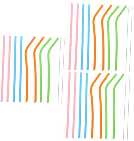 Amosfun 3 Set Di Cannucce in Silicone Riutilizzabili E Decorative Per Bevande Calde E Fredde
