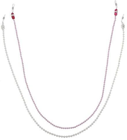 Gatuida 2stücke Damen Brillenketten Mit Perlen Rutschfeste Eyeglass Straps Für Und Stil Für Verschiedene Brillenarten Perlweiß Und Langlebig Und Praktisch