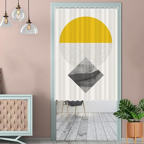 Türvorhang Gelbgrau Küchenvorhänge Polyester Raumteiler Vorhang Waschbar Vorhänge Kurz Küchenvorhang Langlebig Fliegenvorhang Terrassentür tür Vorhang Verdickung Vorhang Tür 90x150cm