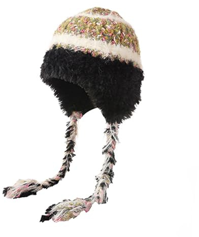 WUOHDW Wintermütze für Damen, Sherpa-Mütze, Wintermütze, Ohrenklappe, Strickmütze, Ski-, Schneemütze, Strickmütze, Totenkopfmütze, kaltes Wetter, warme Mütze