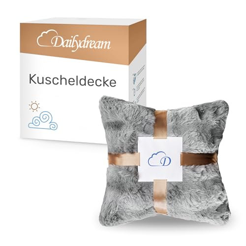 Dailydream Kunstfell Kuscheldecke - Wohndecke Warm Weich Luxus Tagesdecke, 150x200cm, grau