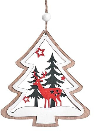 Hailerio Colgante de madera para árbol de Navidad, decoración de belén de madera para árbol de Navidad, accesorios de escena de vacaciones de invierno, decoración de temporada, uso interior y exterior