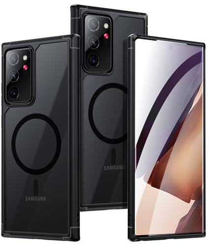 Guizzcg für Samsung Galaxy Note 20 Ultra Hülle,Kompatibel mit MagSafe - Transluzente Matte Rückseite Sturzfest Stoßfest Schutzhülle Anti-Fingerabdruck Schwarz