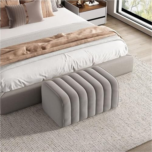 Generisch Moderne Polsterbank mit Schuhablage, Fußbank fürs Bett, Fußhocker für Wohnzimmer und Schlafzimmer, grau, 40cm