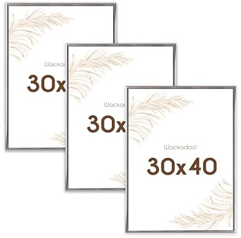 Wackadoo Bilderrahmen 30x40 Silber 3er Set Fotowand Fotorahmen aus leichtem Kunststoff mit Glas Picture frame Poster