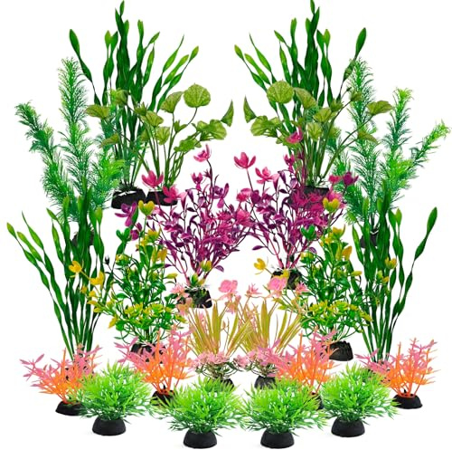 YFLeomry 20 Stück Aquarium Pflanzen Künstlich,Wasserpflanzen Künstlich,Plastikpflanzen Teichpflanzen Künstlich,Künstliche Wasserpflanzen für Fischbecken und Schildkrötenaquarien