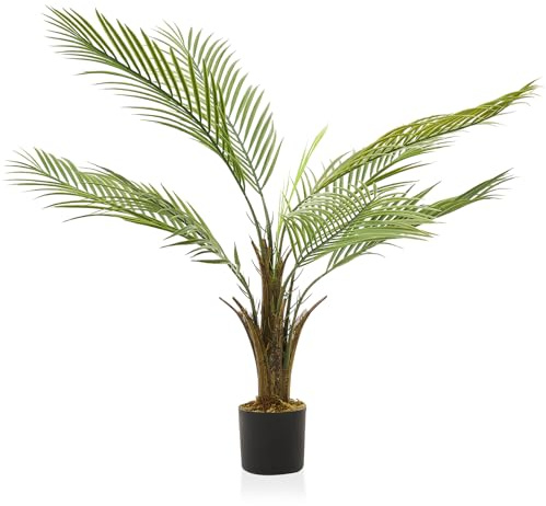 Warmiehomy Artificial Plant 90cm/3ft Indoor Outdoor Faux Palm Tree Fake Tropical Palm Plant in Pot for Home House Office Garden Bedroom Modern Decoration and Housewarming Gift