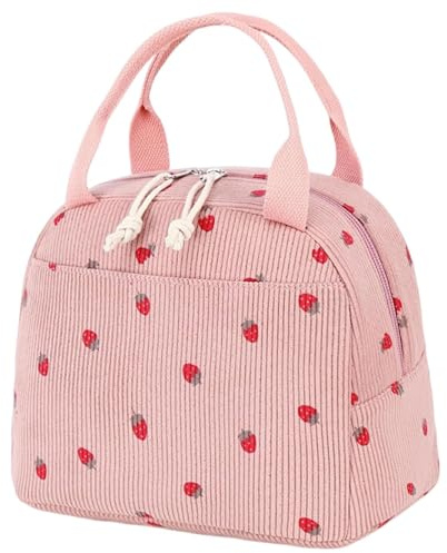 BbiuRer 9L Lunchbox Tasche, Lunchtasche Damen, Lsolierte Lunchtasche für Frauen, Lunchbag Kühltasche Erwachsene, Lunch Bag, Lunchbox Behälter, Lunch Tote Bag(26x19.5x17.5cm, Rose)