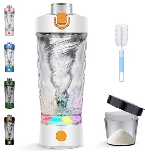 ZAKVOP Shaker Elektrisch, Elektrischer Shaker 650ML, Protein Shaker Elektrisch mit Pulverfach für Potein Pulver und Milchshake, USB Wiederaufladbar, BPA-frei, Weiß