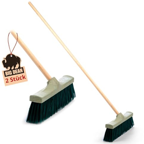 BigDean 2 Stück Straßenbesen Gartenbesen Strassenbesen mit Stiel Besen mit Stiel draußen