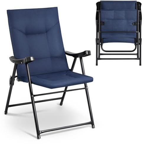 YUMBOT Tumbona de Camping, sillas Plegables Pesadas con Respaldo Alto Ajustable de 4 Niveles para Adultos, compacta, Plegable