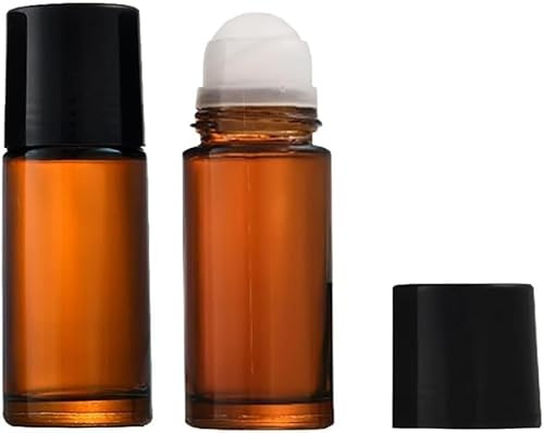 Opemg 2Pcs Brown 50ml Glass Essential Oil Roller Bottles Refillable Roll on Bottles Empty Deodorant Bottle Containers Rollerball for Fragrance Roller Refillable Containers Accessories