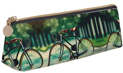 Ghjkfbf Astuccio in pelle con stampa a forma di bicicletta retrò, con cerniera, per articoli di cancelleria, piccola borsa per cosmetici