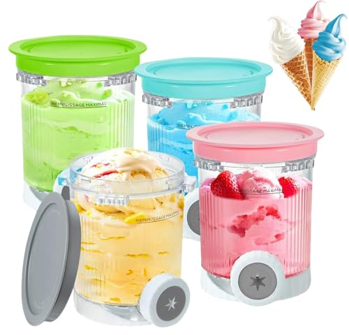 Creami Pint Containers Replacement for Ninja Swirl Ice Cream & Soft Serve Makers,4pcs Ice Cream Pint, Dishwasher Safe Ninja Creami Accessories, Containers for Ninja Swirl NC700,NC701 (4pcs)