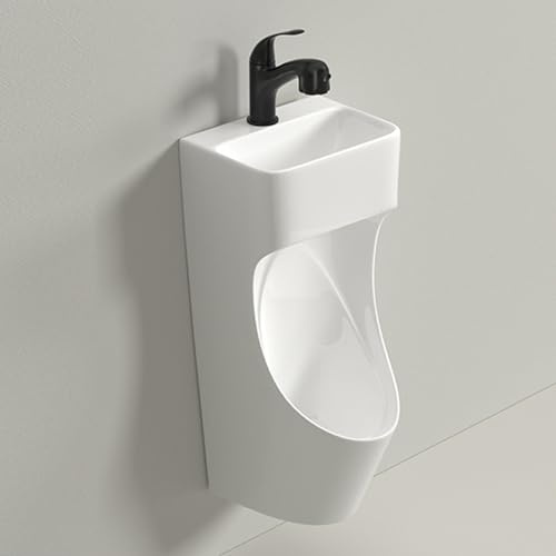 Orinatoi per uomo bagno con lavabo e rubinetto orinatoio in ceramica con rubinetto retrattile 2 in 1 design salvaspazio a prova di fuoriuscite per uso domestico/commerciale
