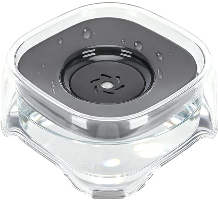 Gamelle à eau pour chien sans éclaboussures avec disque flottant, 1,8 L, gamelle à eau à débit lent, anti-débordement, anti-étouffement, sans déversement, pour chien, chat, chiot, chaton (hyalin)