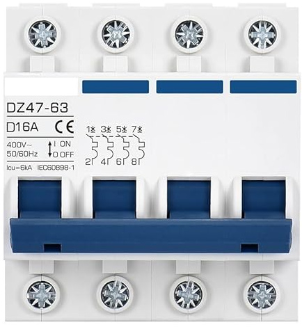 Interruptor Automático Disyuntor de CA con motor de curva D, 10 A ~ 125 A, 400 V, interruptor de arranque, máquina, bomba de agua industrial(1P,10A)