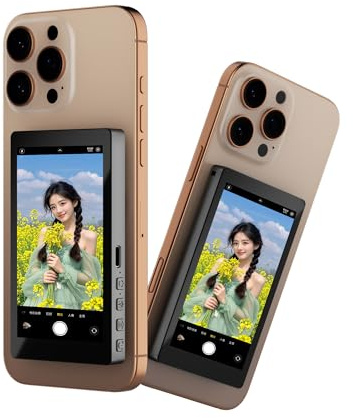 Infinn Monitor per selfie da 3,97, WiFi 2,4/5 GHz, batteria da 5 ore, funzione power bank, con altoparlante, grande portata, fotocamera posteriore per smartphone, schermo vlog per iPhone e Android