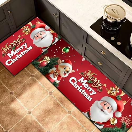 küchenteppich Weihnachtsmann Küchenläufer,Teppich Für küchenteppich waschbar rutschfest,fussmatte aussenKüchenfußmatten Mikrofaser Waschbar In Waschmaschine 50x120