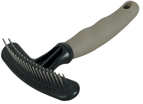 HOPI Peigne Double Rang Démêlant Chien Chat - Dents Rotatives Acier Inoxydable - Toilettage Doux et Précis pour Poils Longs ou Mi-Longs - Manche Ergonomique Recyclé