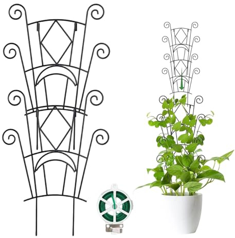 Enrejado de plantas para interiores, soporte de metal para plantas trepadoras de jardín, enrejado de hiedra, para interiores y exteriores, balcón, vides, monstera, hiedra, clemátides, jardineros