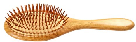 Amosfun Peigne de Massage Antistatique en Bambou Naturel, Mini Peigne à Amortisseur Confortable, pour Soin du Cuir Chevelu à Domicile, Couleur Bois, Adapté Cheveux Longs et Courts