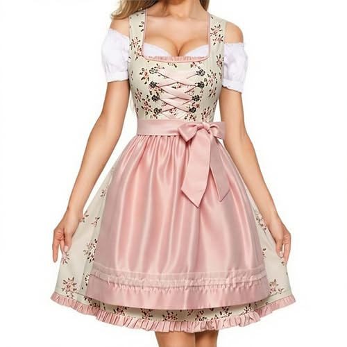 Générique Costume Oktoberfest Robe médiévale à Lacets pour Festival de la bière Style Oktoberfest Tenue Cosplay élégante avec Corsage Ajustable Parfaite pour Reconstitution Historique et évé