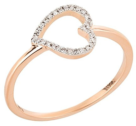 Ardeo Aurum Damenring aus 375 Gold Rosegold mit 0,04 ct Diamant Brillant Herz-Ring Herzchen-Form