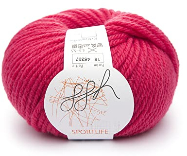 ggh Sportlife | Wolle zum Stricken oder Häkeln | 50 g Knäuel | 100% Schurwolle superwash | Farbe 016 - Leuchtend Rot