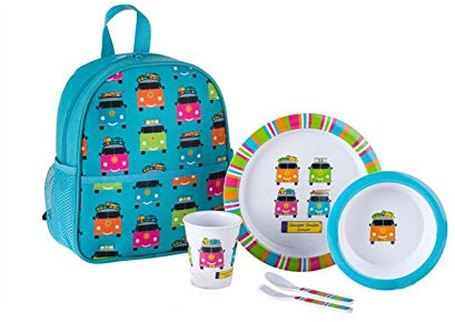 Set di stoviglie per bambini in melamina, 1 persona, motivo: Smiles
