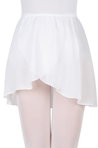 Bezioner Ballettrock Wickelrock Tanz Rock aus Chiffon zum Reinschlüpfen für Mädchen und Damen Weiß M