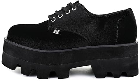 T.U.K. Damen Schwarz Zerquetschter Samt Dino Plateauschuhe EU40