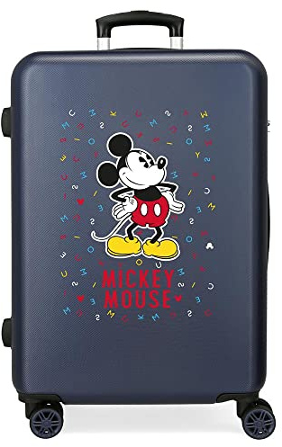 Disney Have a Good Day Mickey Mittlerer Koffer Blau 48x68x26 cms Hartschalen ABS Kombinationsschloss 70L 3,7Kgs 4 Doppelräder