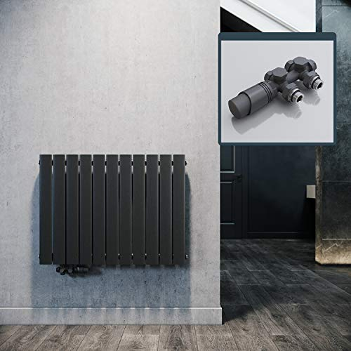 ELEGANT Design Heizkörper Horizontal mit Anthrazit Multiblock 630x847mm Einlagig Anthrazit Badezimmer/Wohnraum Paneelheizkörper Mittelanschluss Flachheizkörper