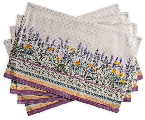 Maison d'Hermine Platzsets, 4er-Set, 100% Baumwolle, waschbar, wiederverwendbar, für Zuhause, Küche, Esszimmer, Party, Hochzeit, Restaurant, Frühjahr Sommer (Fanny Lavender, 33 cm x 48 cm)